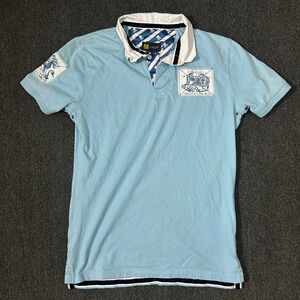 Carpe Polo Shirt Mens Large Blue Country Club Racquet Club Graphic Excellent